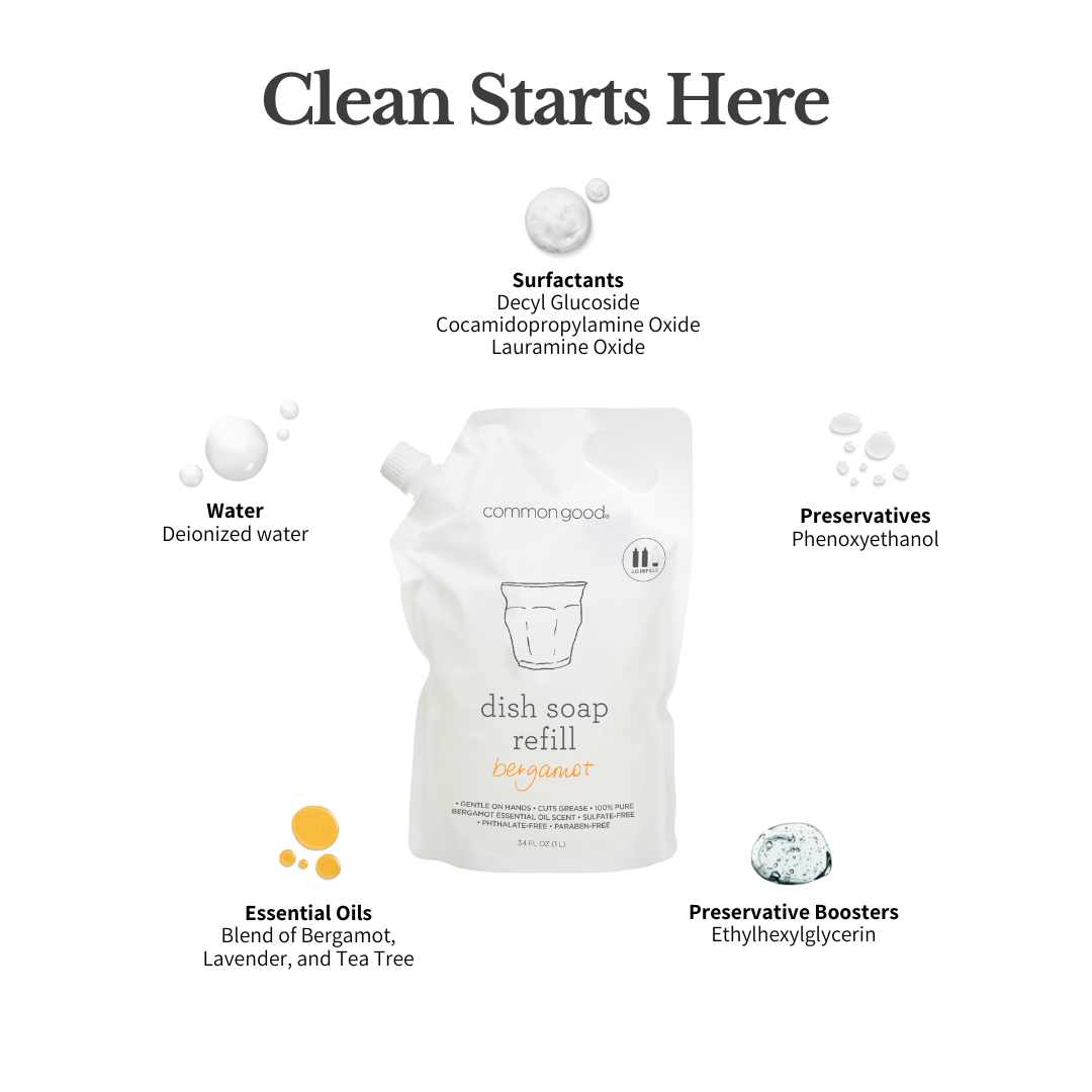 Dish Soap Refill Pouch and Glass Bottle Set