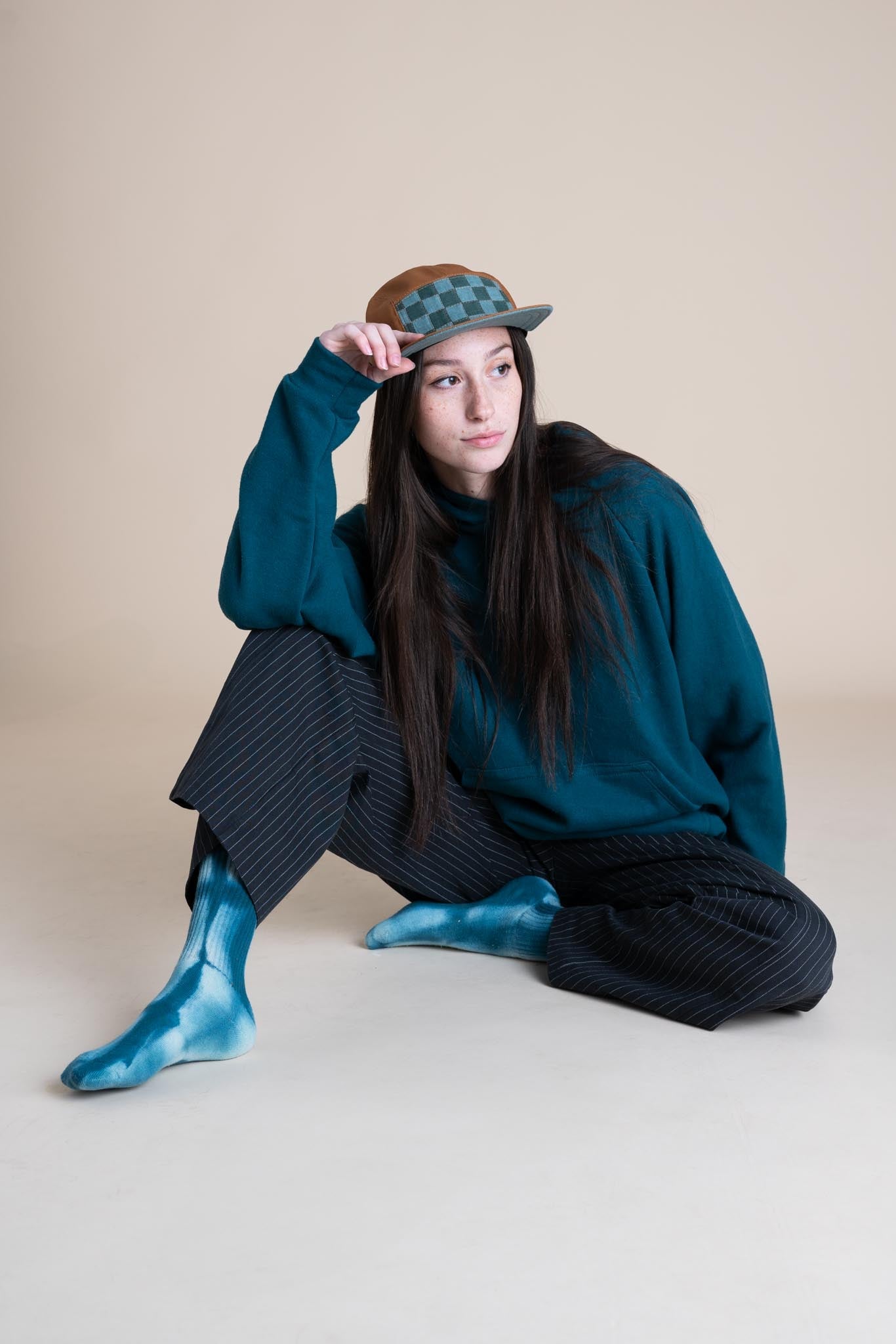Organic Hand Dyed Socks in Marine