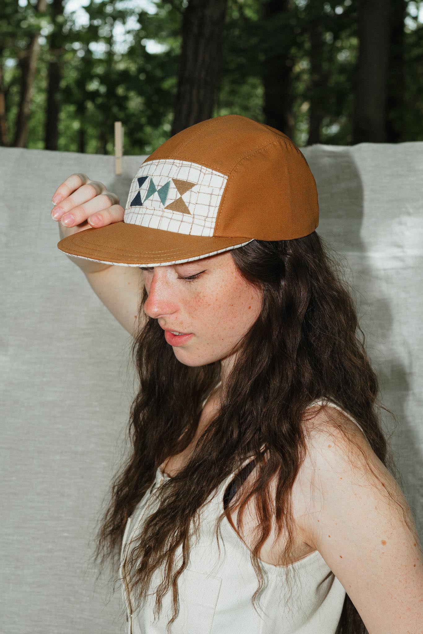 Quilted Camp Hat by Sundew Sewing in Grid