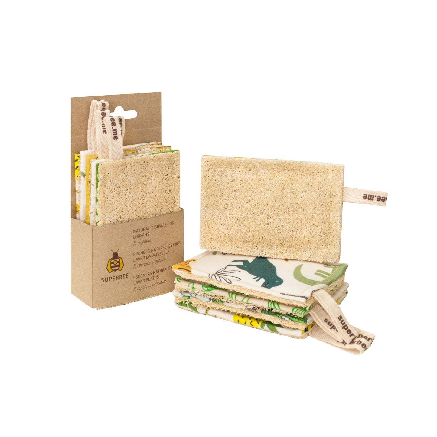Set of 5 100% Natural & Biodegradable Dishwashing Kitchen Loofah Scrubbers.