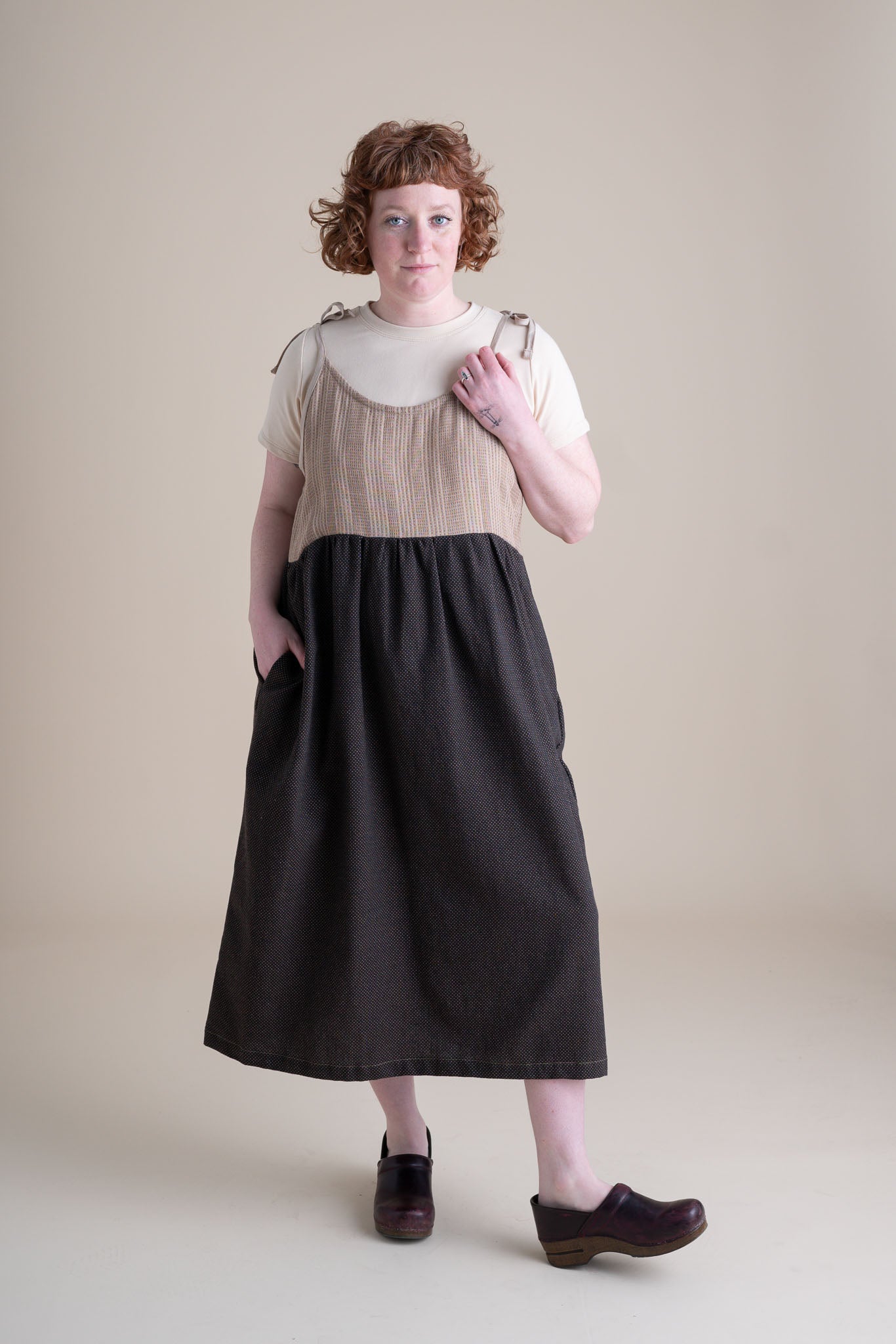 Rosie Dress in Latte Stripe