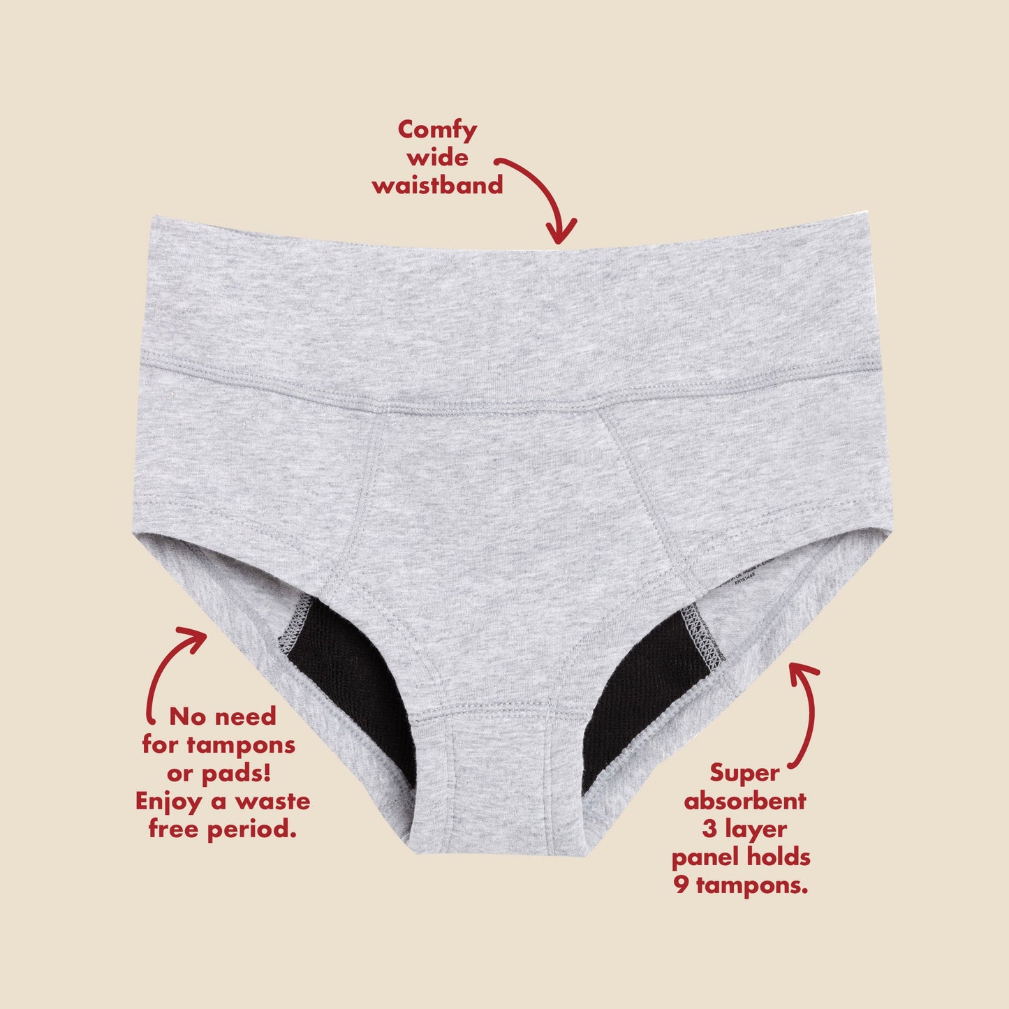 The Teen Period. Boyshort in Organic Cotton For Heavy Flows