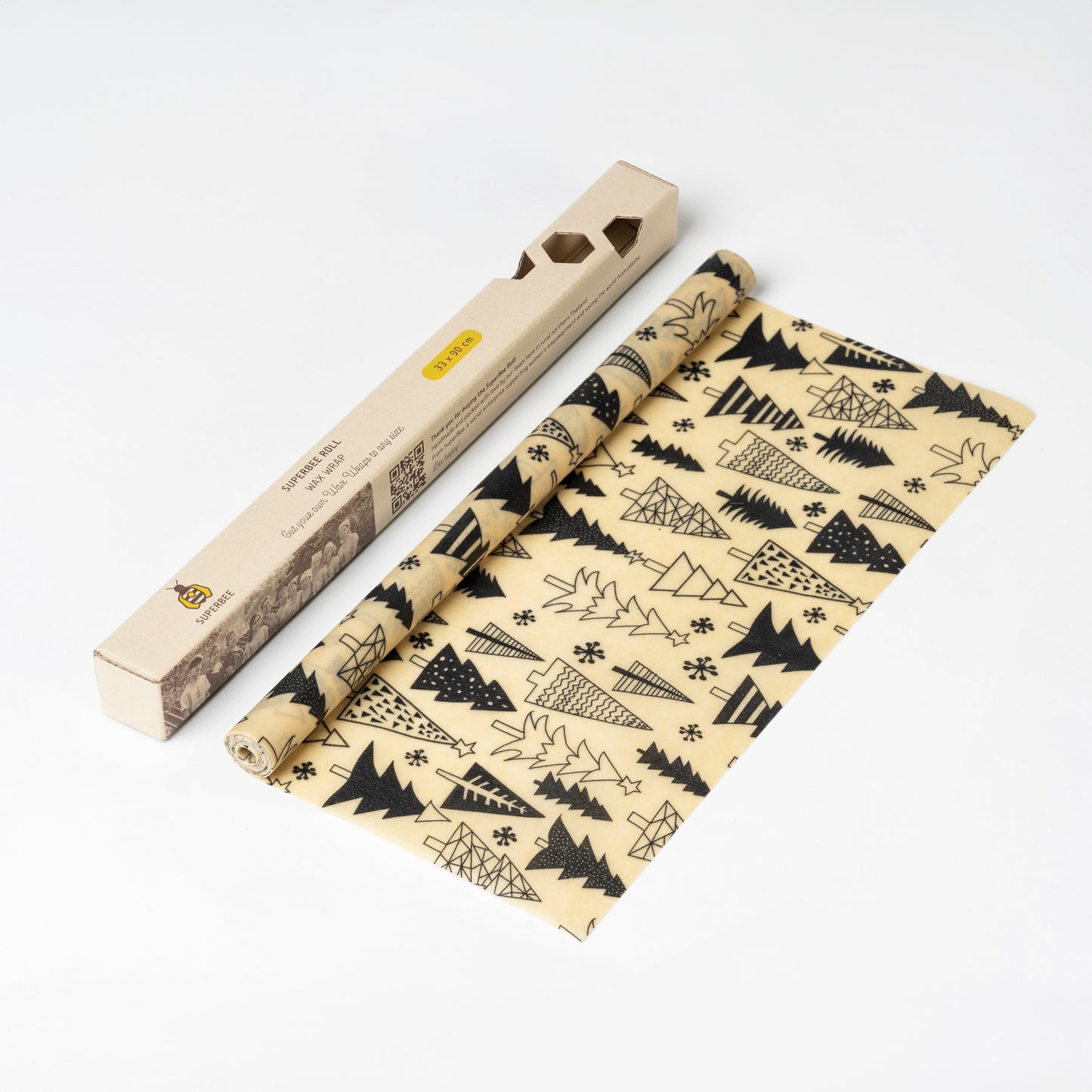 Beeswax wrap roll in Christmas Trees 35" x 13" by Superbee – plastic-free and sustainable
