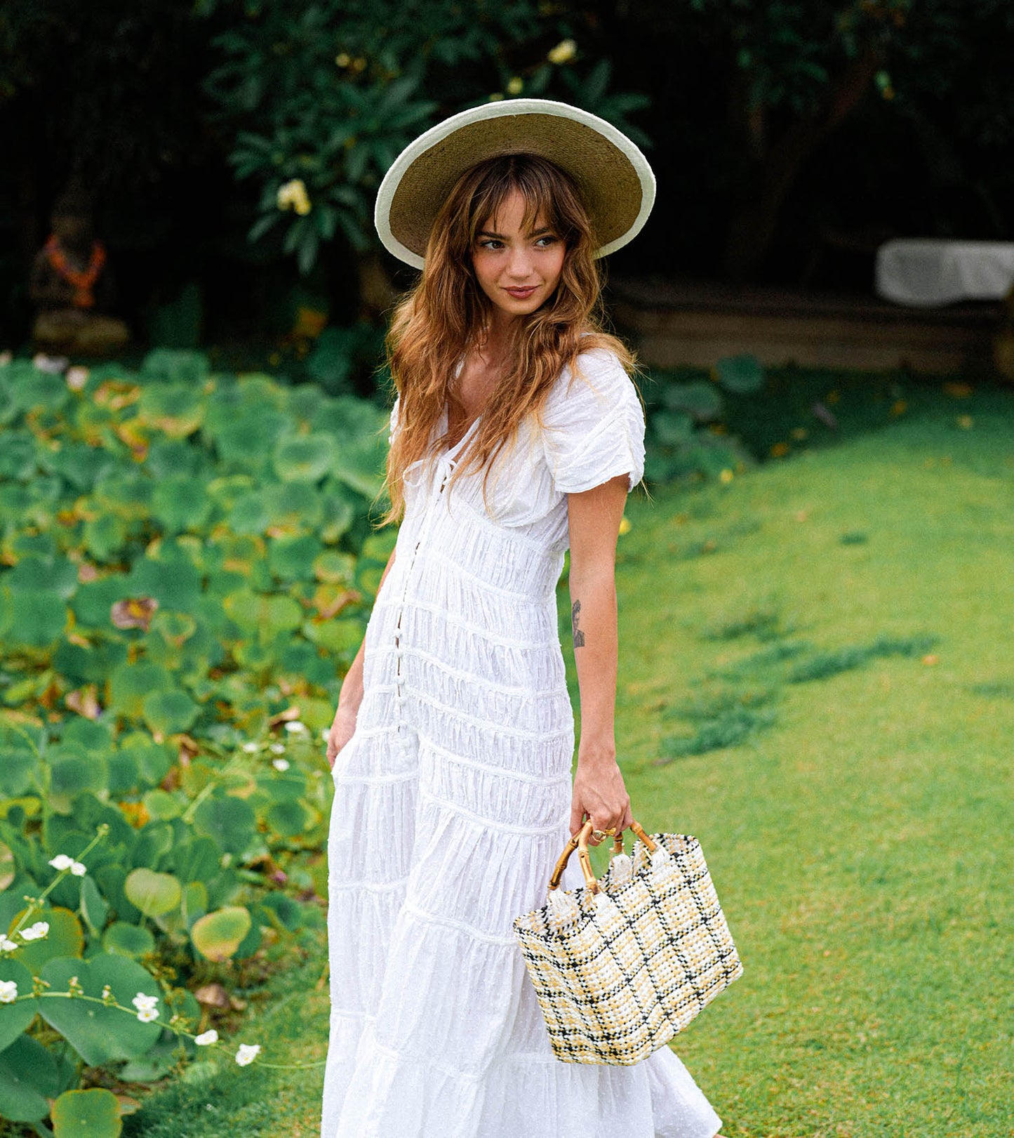 LORETTA Linen Jute Hat in Off White