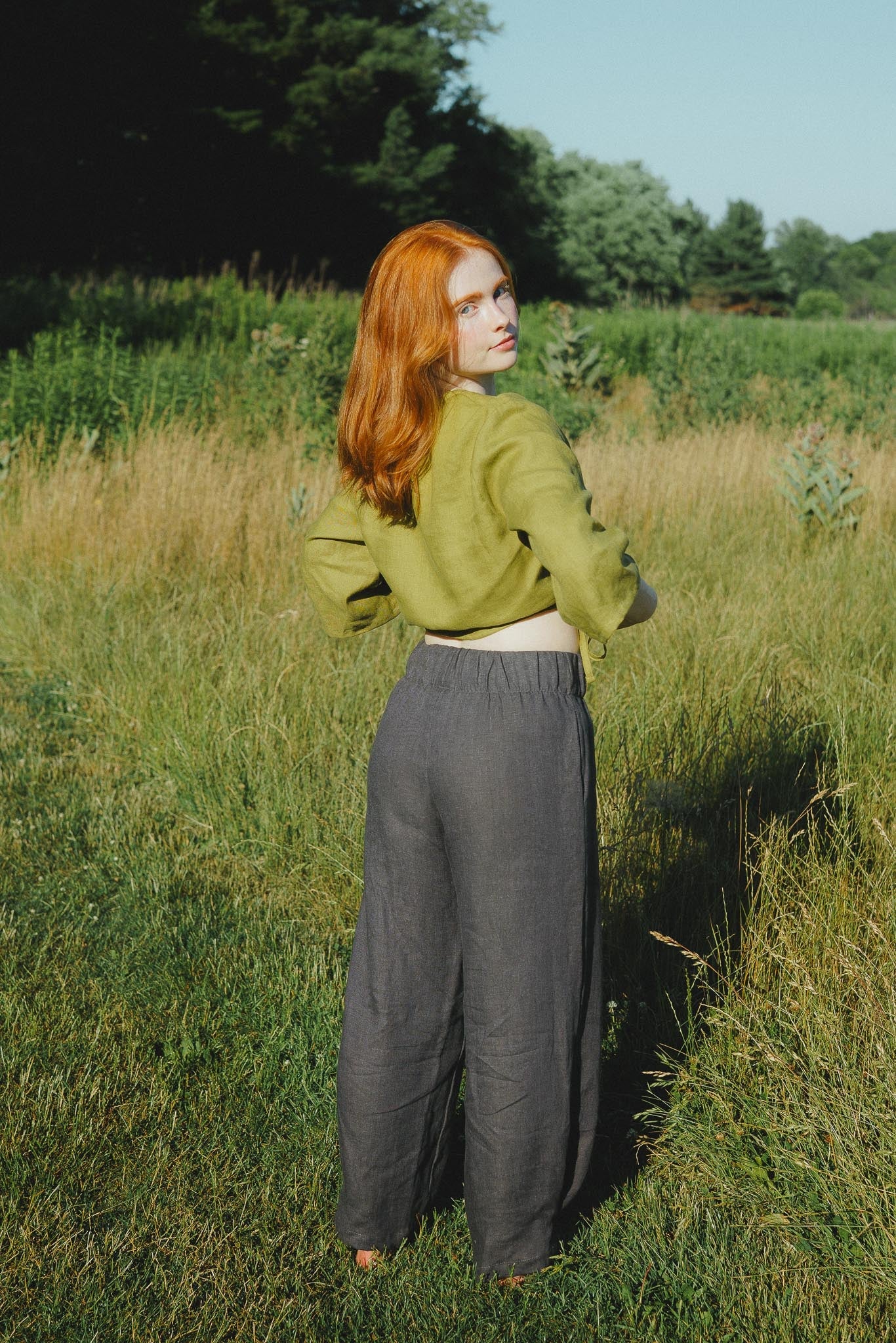 Crescent Moon Pants in Stone