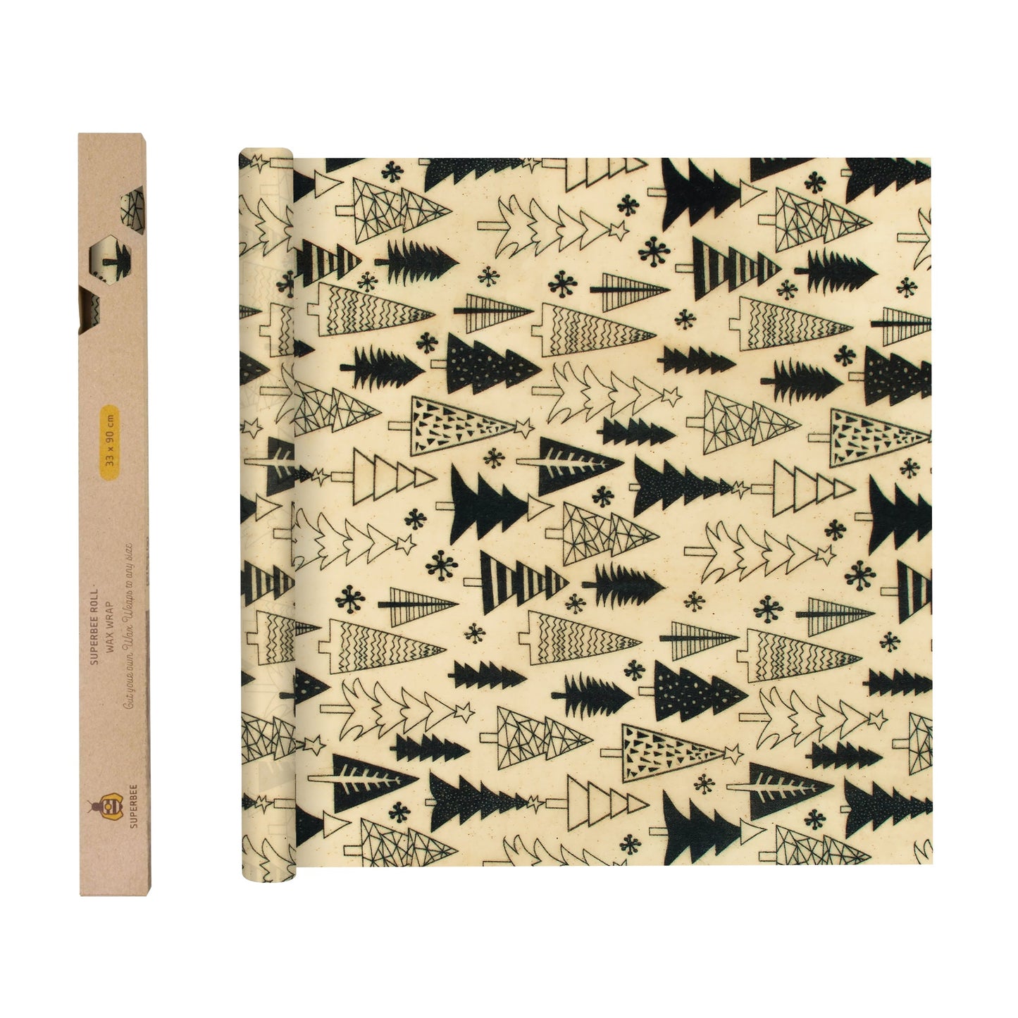 Beeswax wrap roll in Christmas Trees 35" x 13" by Superbee – plastic-free and sustainable