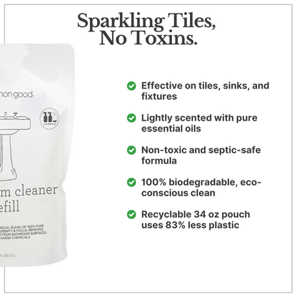 Bathroom Cleaner Refill Pouch and Glass Bottle Set