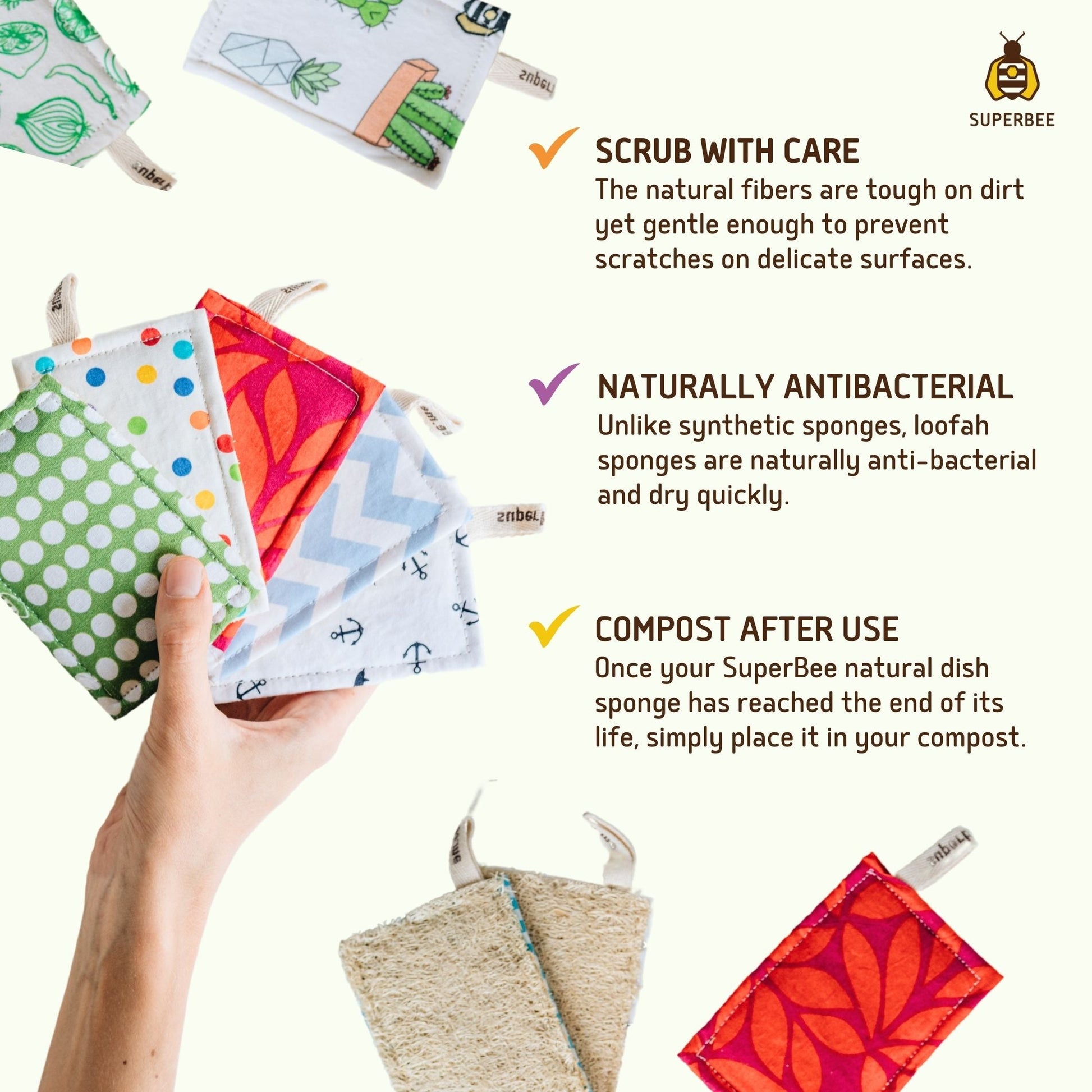 Benefits of using a Natural, Organic Plant-based Kitchen Dish Scrubber. 