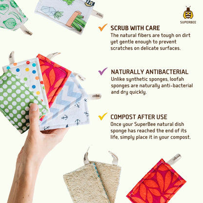 Benefits of using a Natural, Organic Plant-based Kitchen Dish Scrubber. 