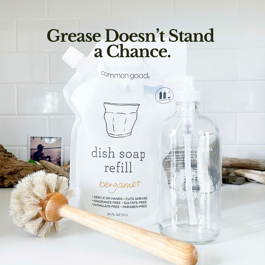 Dish Soap Refill Pouch and Glass Bottle Set