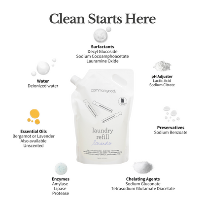 Laundry Detergent Refill Pouch and Glass Bottle Set
