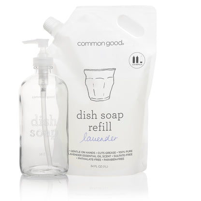 Dish Soap Refill Pouch and Glass Bottle Set