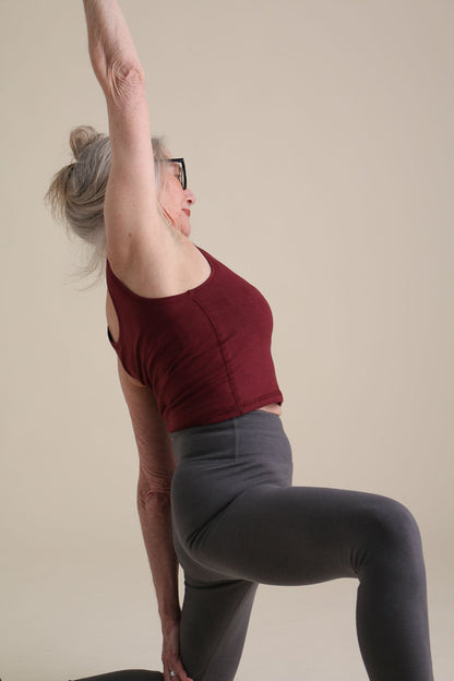 Yoga Crop Tank in Cranberry