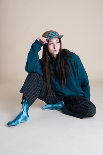 Organic Hand Dyed Socks in Marine