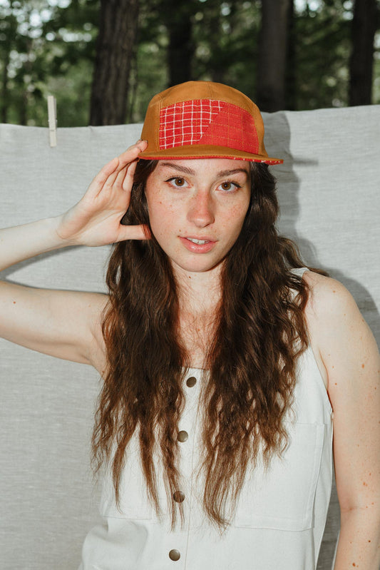 Quilted Camp Hat by Sundew Sewing in Paprika