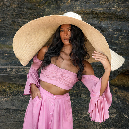 SOLANA Oversized Straw Hat in Natural Beige