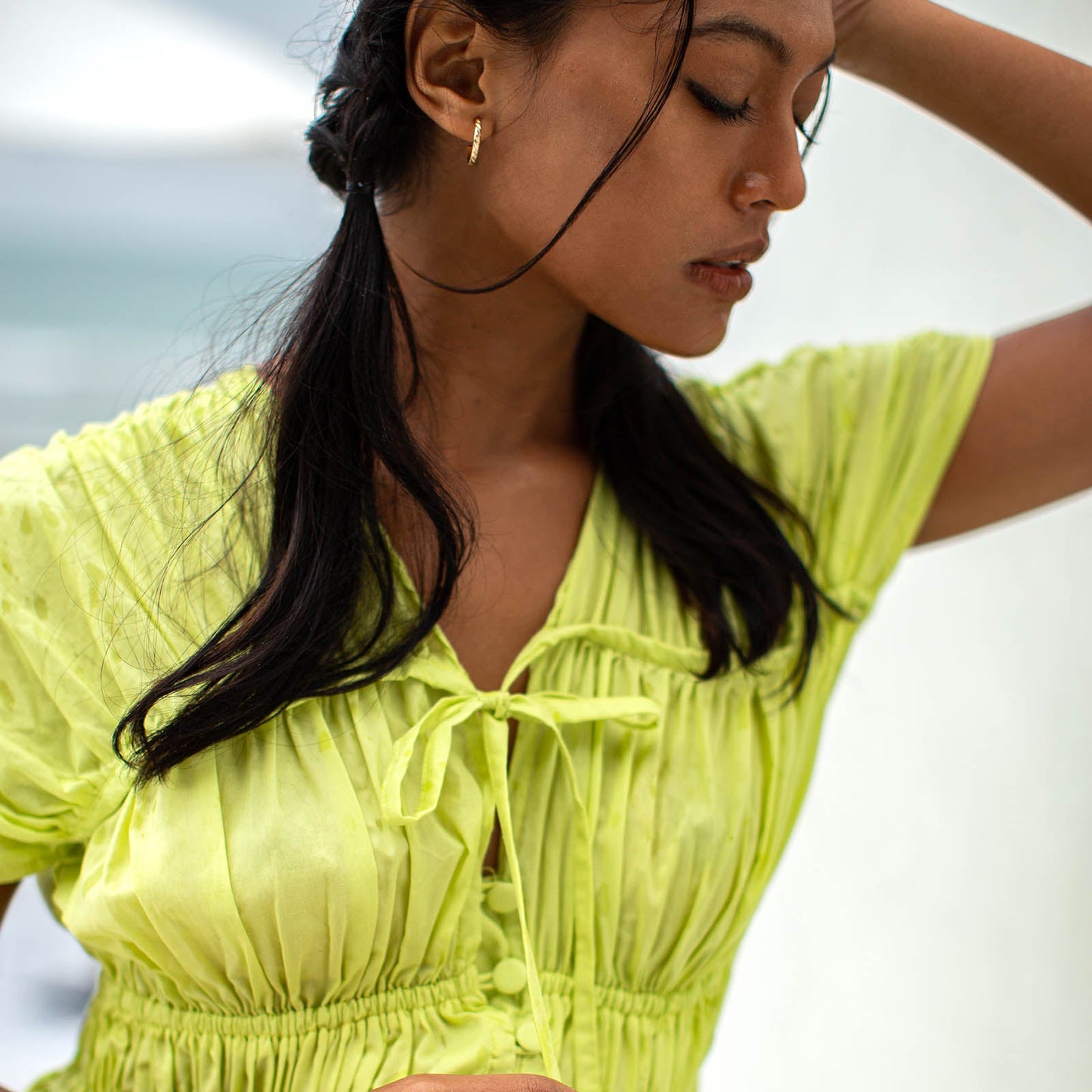 SRIKANDI Ruffle Maxi Dress In Lime Green