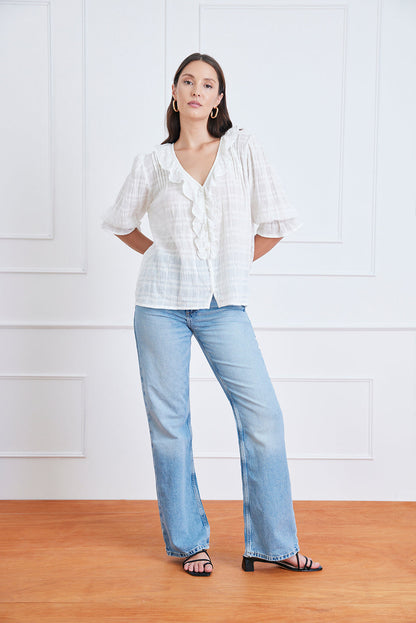 Chloe Shirt in Off White Plaid