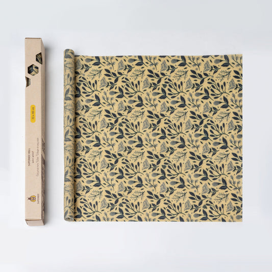 Beeswax food wrap roll in Petite Flowers 35" x 13" by SuperBee – plastic-free, silicone-free, reusable and sustainable.