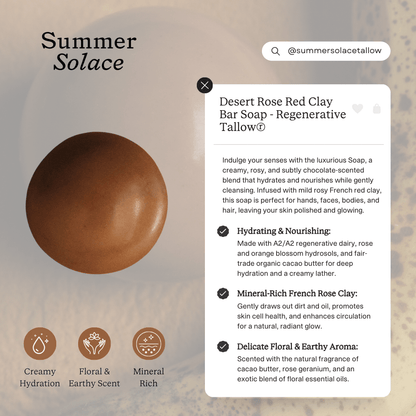 Desert Rose – Red Clay Sphere Soap | Floral & Cacao Butter Infusion
